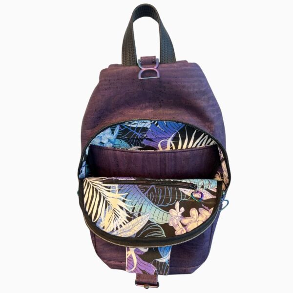 Retro Tec Backsling i aubergine og bladmønstrete innside