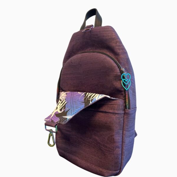 Retro Tec Backsling i aubergine og bladmønstrete innside