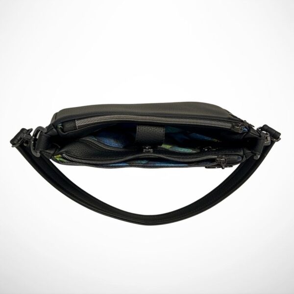 aries crossbody skulderveske i svart ovenfra